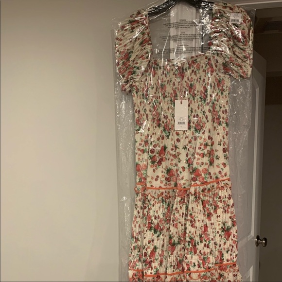 LoveShackFancy Masie Printed Cotton Voile Tiered Midi Dress Cloudy Poprocks - Picture 6 of 8